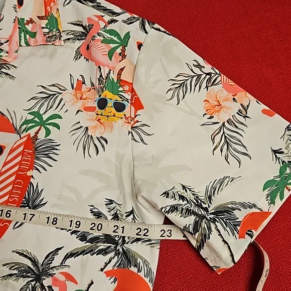 Tropical Santa with a surfboard flamingos pineapple lights ALOHA Christmas Lrg. - Picture 6 of 7